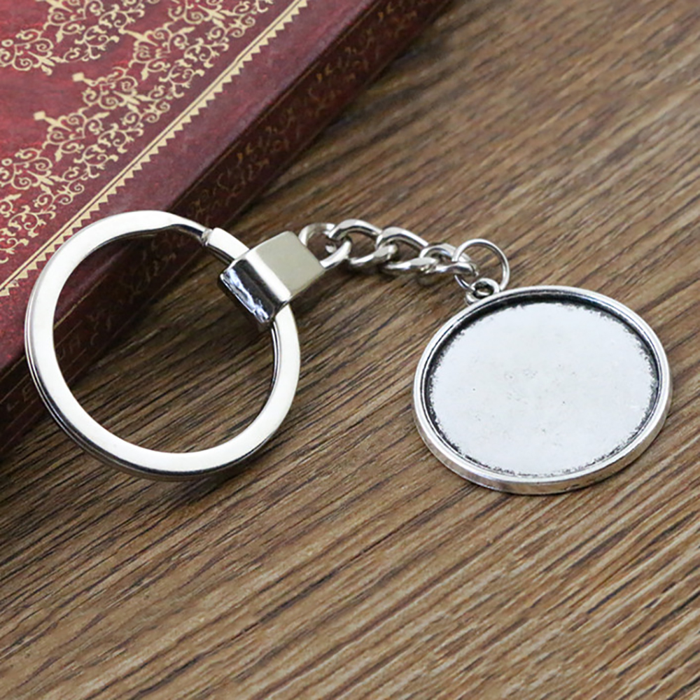Nowe mody brelok wewnętrzny rozmiar 25mm Cabochon baza ustawienie wisiorki DIY mężczyzn biżuteria brelok robić kluczyków robić samochodu uchwyt molościeniowy pamiątka na prezent: A4-16-SG