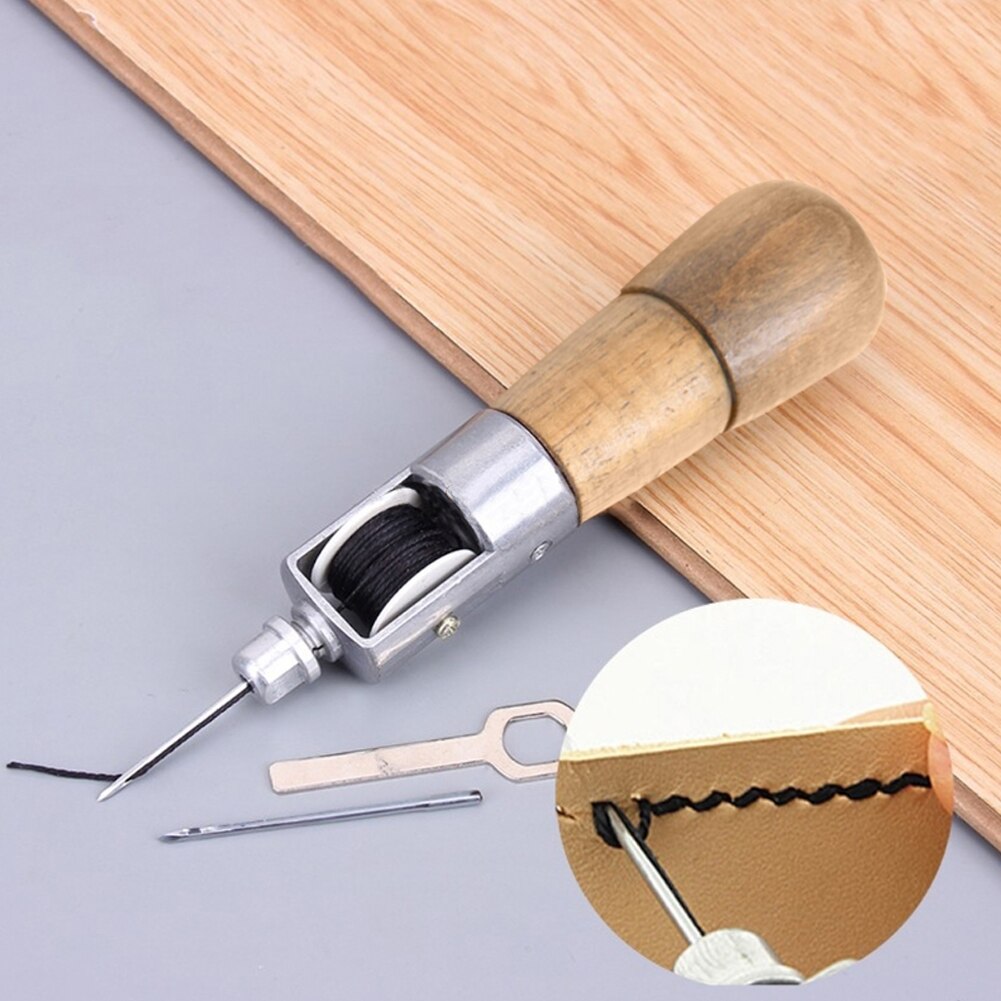 Leathercraft Lock Steek Stitching Sewing Awl Leather Hand Stitcher Thread Needles Kit For Fabric Craft Stitch Leather Fabric