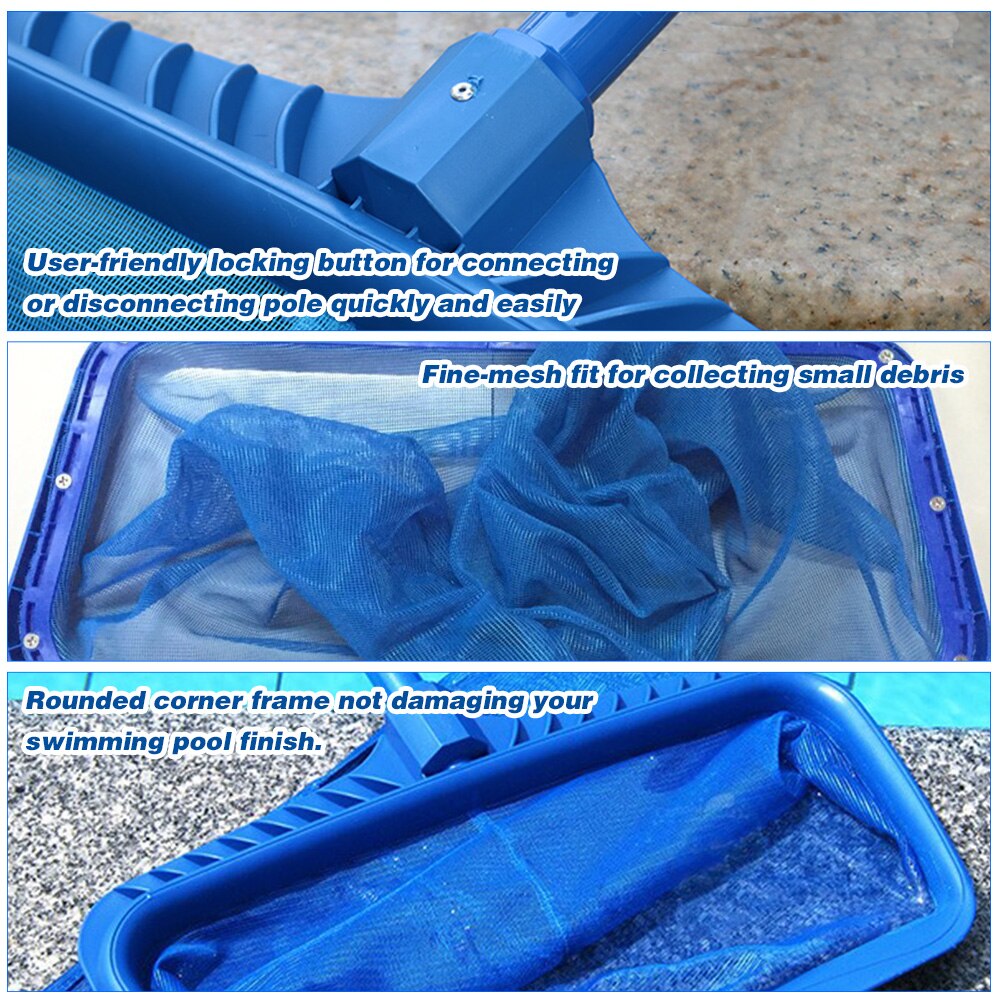 Leaf Skimmer Net Deep Plastic Leaf Rake with Bag Fine Mesh Net Catcher Cleaning Tool for Swimming Pool Tub Pond Fountain