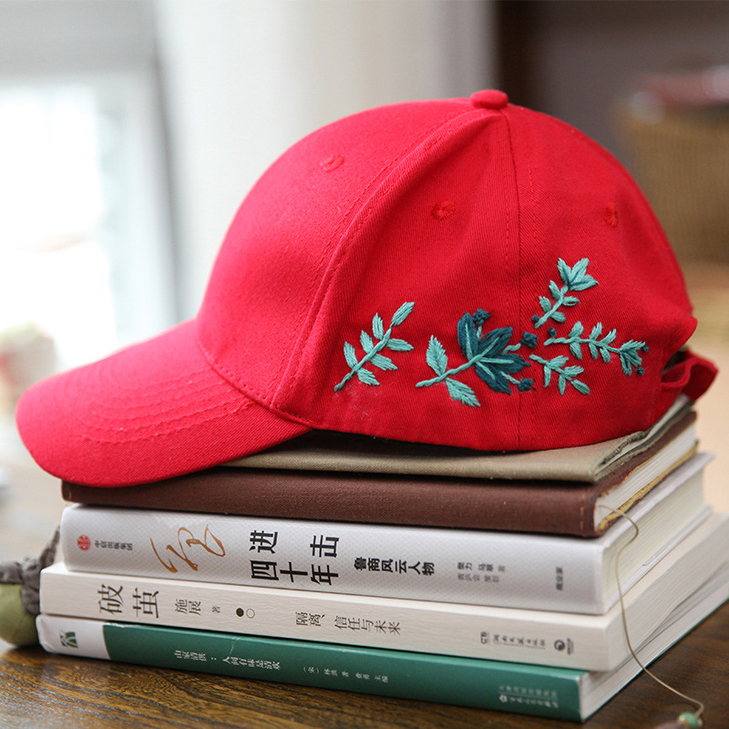 Kit de chapeau brodé de fleurs, , avec cerceau, casquette à visière, point de croix, ensemble d'art de couture, artisanal fait à la main: 5