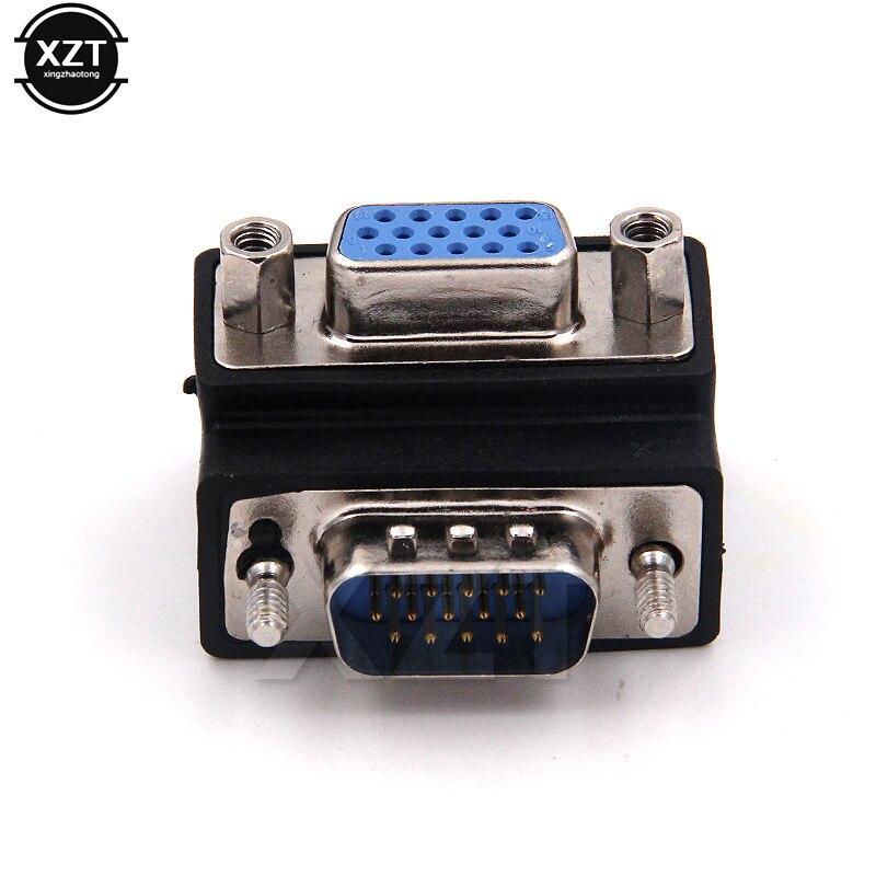 VGA Adapter SVGA Male to Female 90 Degree Right Angle vga to vga Adapter Connector VGA 15pin plug for HDTV Computer PC Projector: Default Title