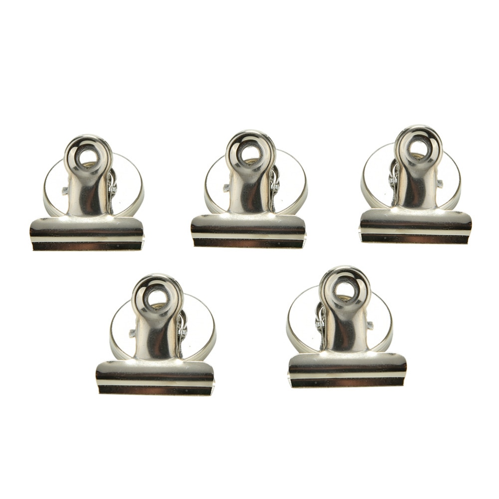 5 st magnetisk klämma magnet memo note meddelande hållare silver metall klämma multifunktionell pappersklämma 3cm