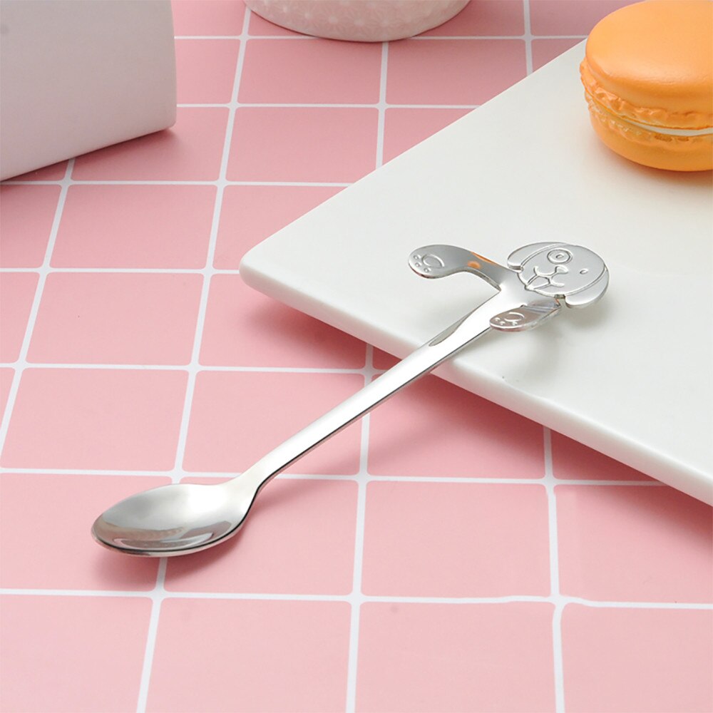Cute Dog Spoon Long Handle Spoons Flatware Coffee Drinking Tools Kitchen Gadget Spoon: B