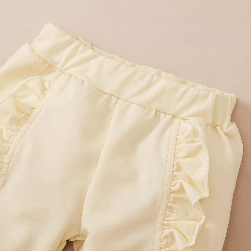 Baby Girl Solid Outfits 2PCS 3T Toddler Girls Clothes Pink Ruffled Long Sleeve Set 2021Chic Spring Baby Clothes Mikrdoo