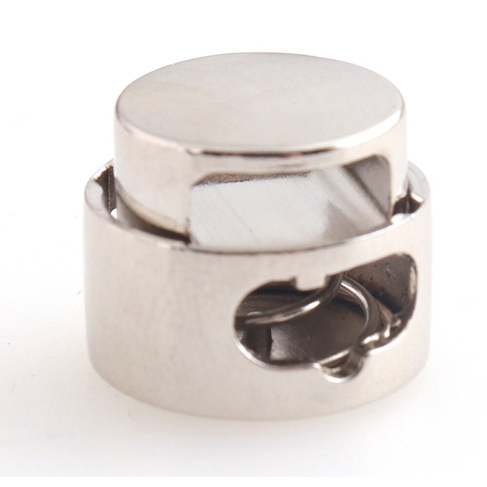 Round Cord Locks gunmetal/sliver cord stopper spring buckles elastic cord toggle metal toggle double hole buckle face mask locks: SILVER