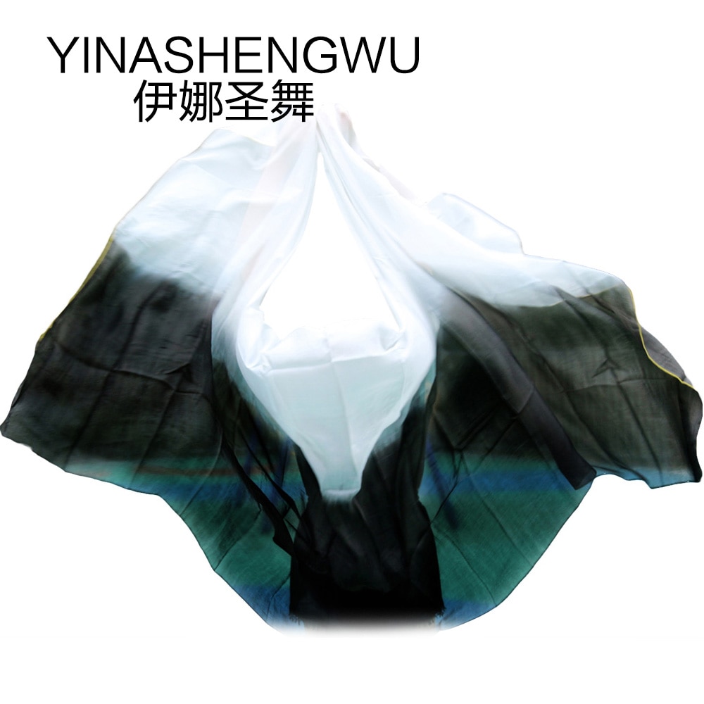 Belly Dance Props Women Belly Dance Silk Veils Belly Dance Veil For Girls Belly Dance Silk Veils white+black