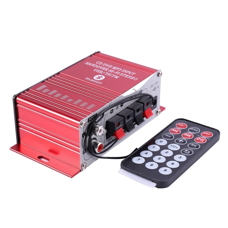 Mini Car Amplifier 2 Channel HIFI o Power Amplifier Bluetooth Stereo Car Theater Amp with FM Radio USB/TF/AUX: Default Title