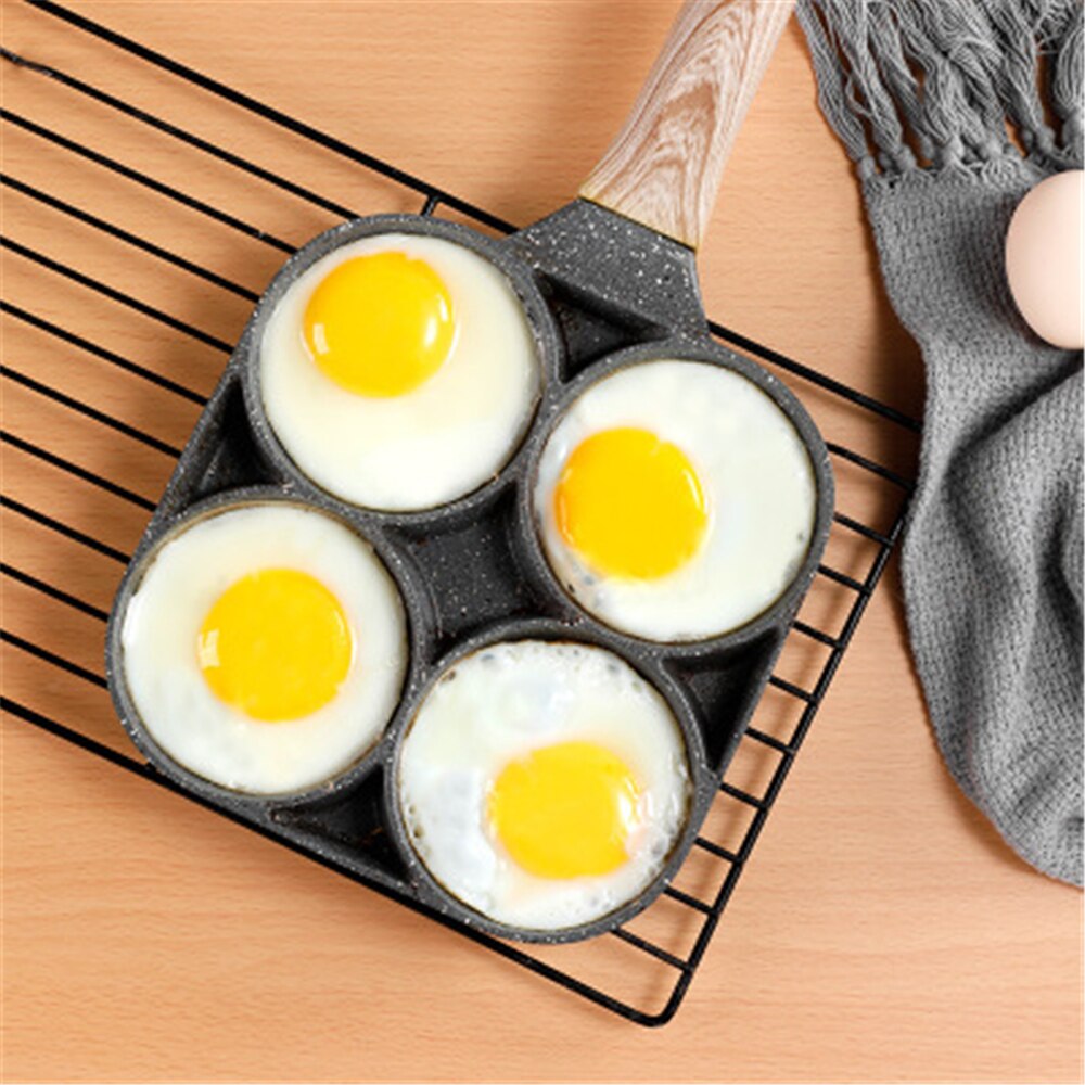 Quatro-buraco frigideira engrossado panela de omelete não-vara ovo panqueca bife pan cozinhar ovo presunto panelas pequeno-almoç