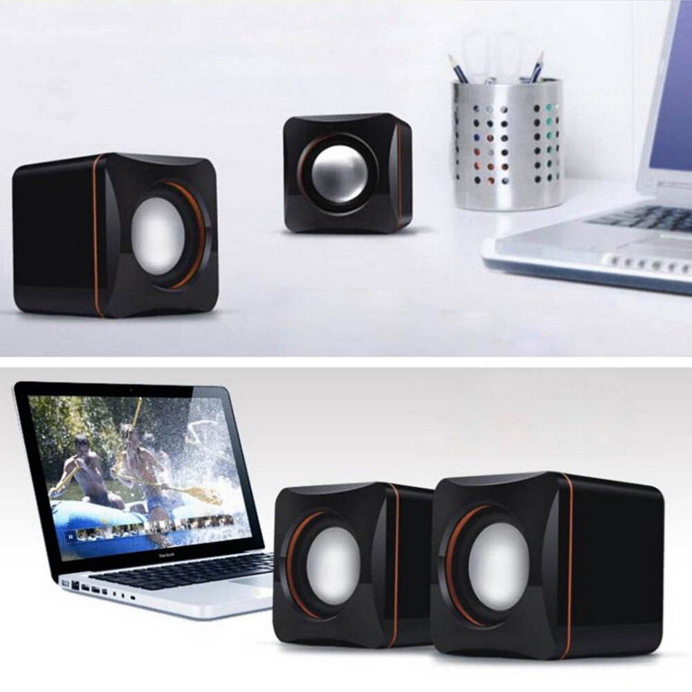 Mini Portable Plastic Wired USB Audio Square Music Player Speaker for iPhone For iPad MP3 MP4 Laptop PC Computer