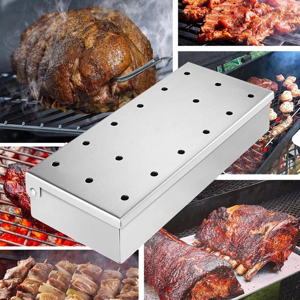 Smoke Bacon Box Smoke Generator BBQ Outdoor Barbecue Grill Tools Stainless Steel Smoker Salmon Bacon Fish Smoking Box