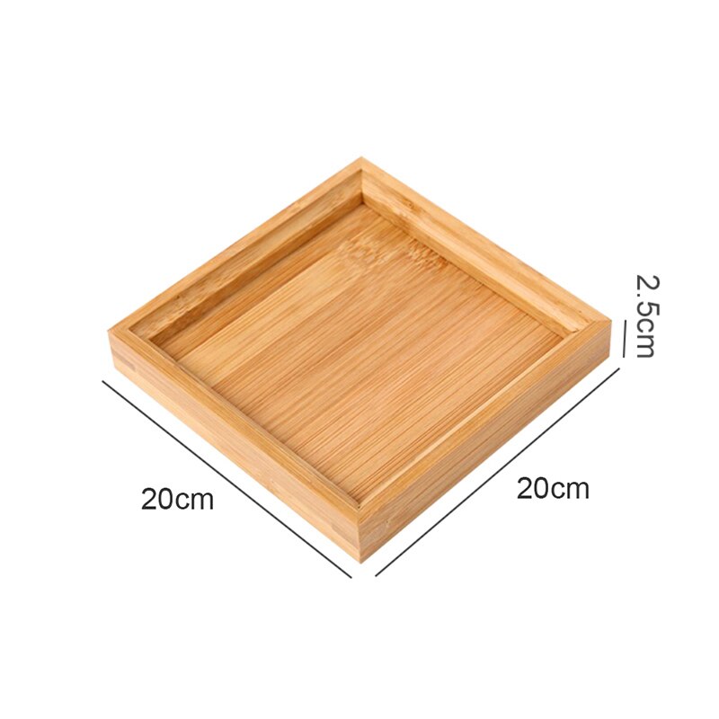 Japanese Bamboo Square Food Tray Solid Wood Tea Set Tray Home Breakfast Tray Cake Tray Flower Pot Bonsai Gardening Holder: 4