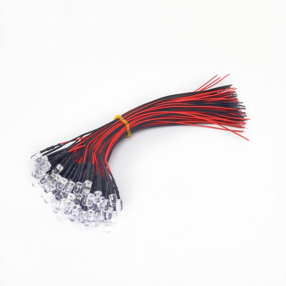 5V 12V 24V 20pcs lot 20cm Pre Wired 5mm LED Light Lamp Bulb Prewired Emitting Diodes For DIY Home Decoration