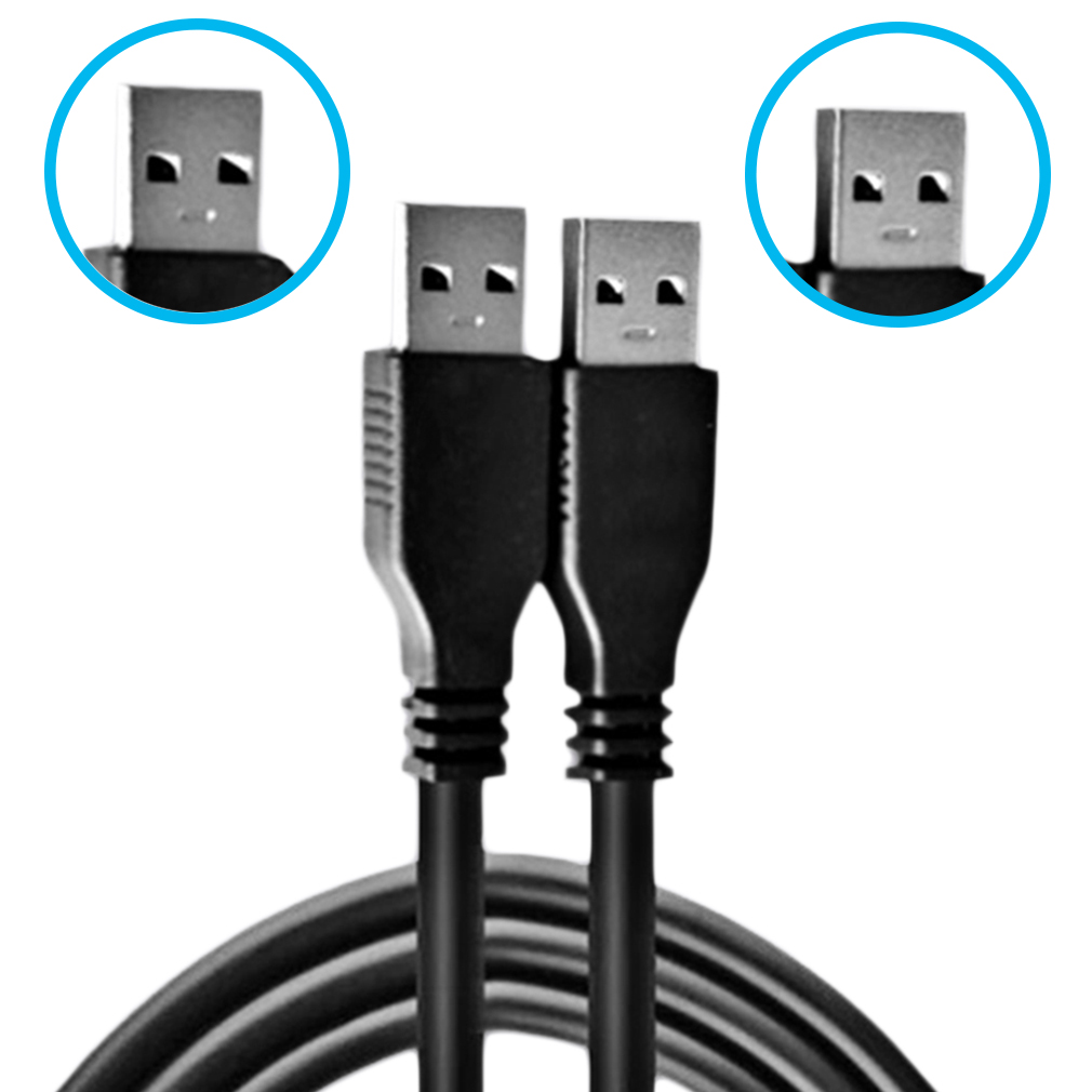 2pcs Black USB 2.0 Male To Male M/M Extension Connector Adapter Cable Cord Wire