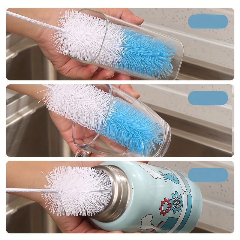 Tassenbürste mit langem Griff, Küchen-Glasflaschen-Reinigungsbürste, Milchflaschen-Teetassen-Schrubber, kein Strom erforderliches Reinigungswerkzeug