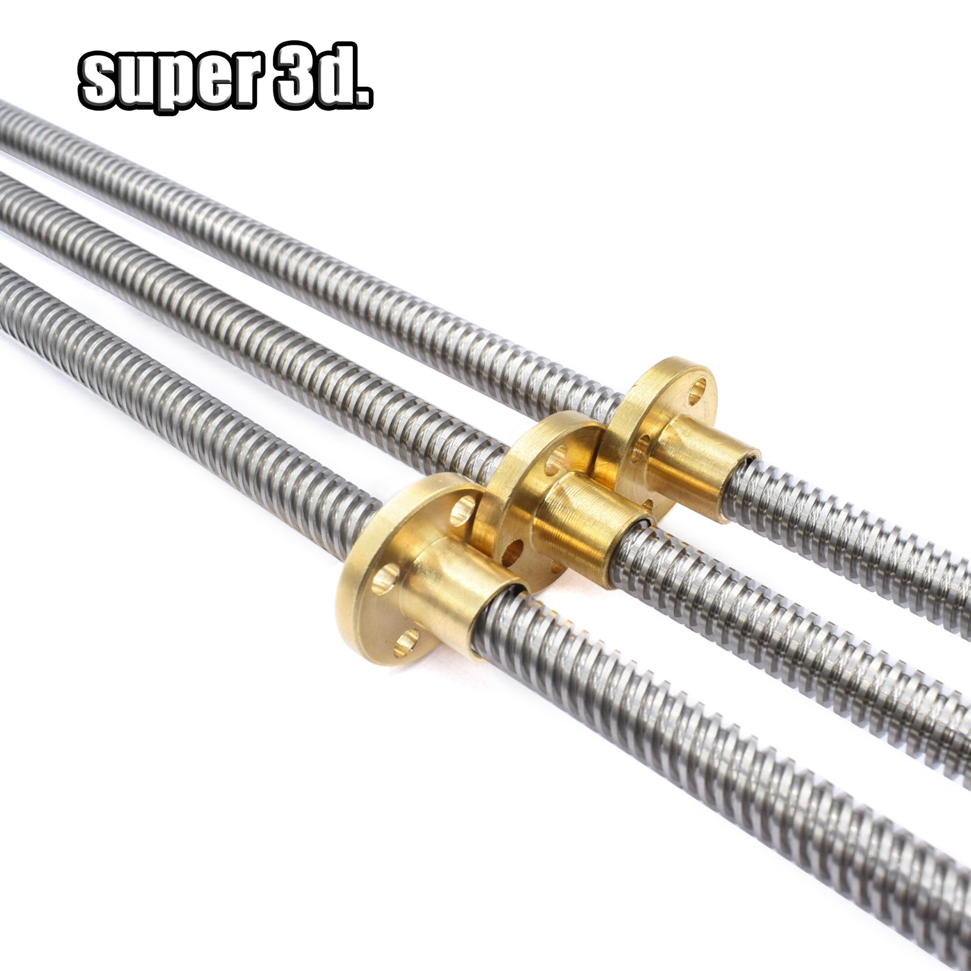 T8 plomo 8mm paso de varilla de tornillo 2mm diámetro 8mm 150 200 300 400 500 600mm varillas roscadas con tuerca de latón para impresora 3D cnc
