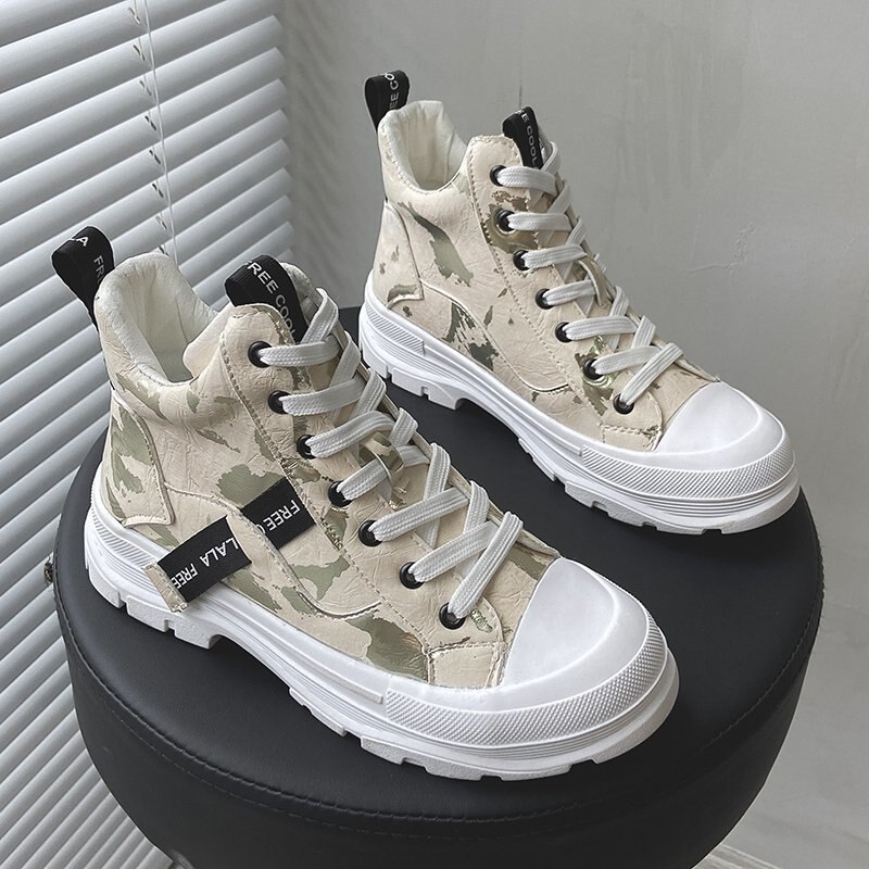Femmes vulcanisé chaussures femme baskets toile chaussures plat confortable Camouflage chaussures hautes femmes