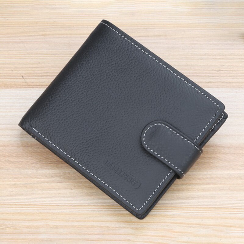 Genuine Leather Wallet Men Clip Cowhide Wallet Men Brand Coin Wallet Small Clutches Men's Purse Coin Pouch Short Men Wallet