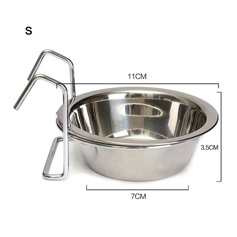 Stainless Steel Hang on Bowl For Pet Dog Cat Crate Cage Food Water Bowl Cage Hanging Pet Feeder Dog Eating Drinking Dish: 11cm 