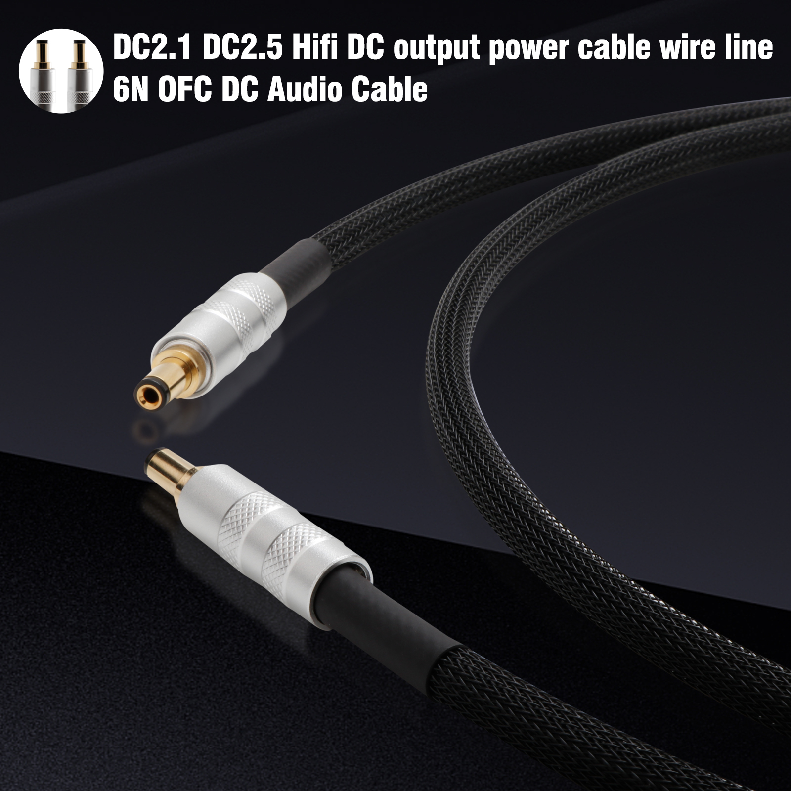 Cavo di alimentazione CC OFC di fascia alta 2x23AWG Ciao-fi DC 2,5 mm/2,1 mm connettore maschio cavo di prolunga Audio dedicato per audiophile