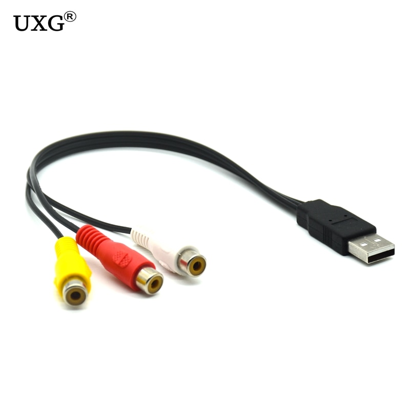 Adaptador USB macho a 3 RCA hembra, convertidor de Audio, Cable de vídeo AV A/V, Cable USB a RCA para HDTV, TV, Cable de televisión, 1 ud.