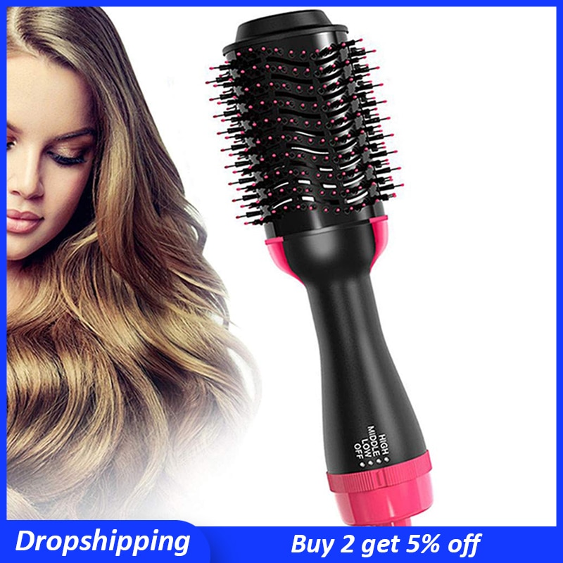 Electric Hair Dryer Blow Dryer Hair Curling Iron Rotating Brush Hairdryer Hairstyling Tools 2 In 1 -air Brush
