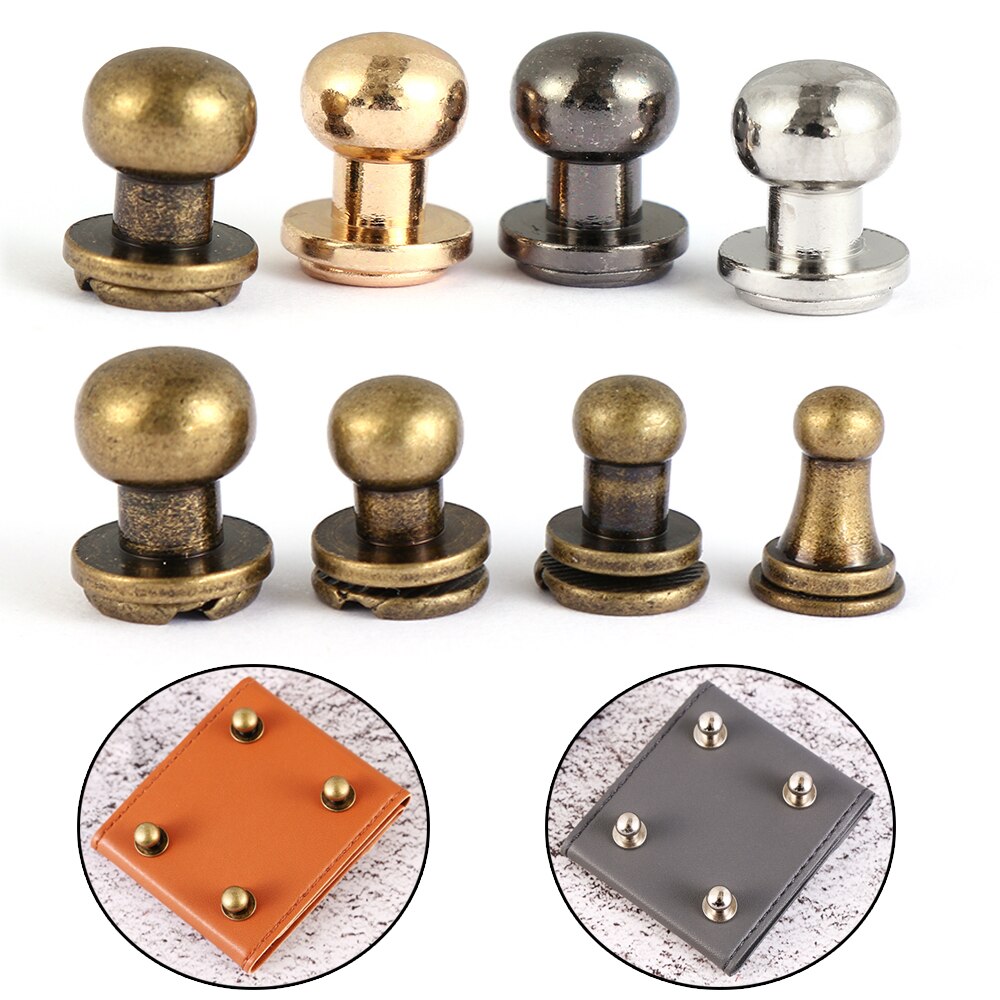 10Pcs Ronde Monnik Hoofd Schroef Leather Craft Massief Messing Nail Doek Knop Kledingstuk Klinknagels Diy Hoed Tas Accessoires Voor kleding Schoenen
