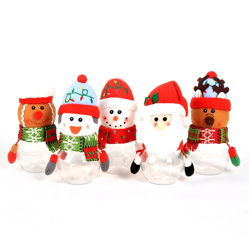 1Pc Santa Claus Snowman Candy Jar Empty Chocolate Cookie Candy Box Storage Bottle DIY Year Christmas Party Kids Navidad