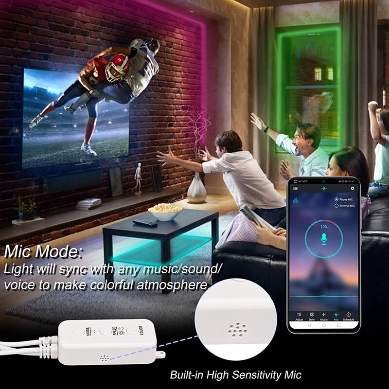 Led Strip Verlichting Controller, Bluetooth Led Strip Controller Met App/Muziek Sync/Ir-afstandsbediening, voor 4-Pin Led Strip Verlichting