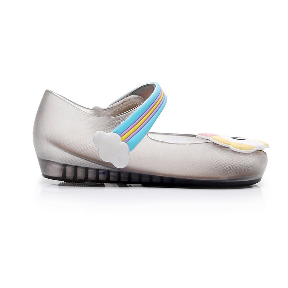 Sandalias de gelatina antideslizantes para niños, zapatos de decoración con cinta de nailon, de princesa, transparentes, suaves y ostentosos para playa,