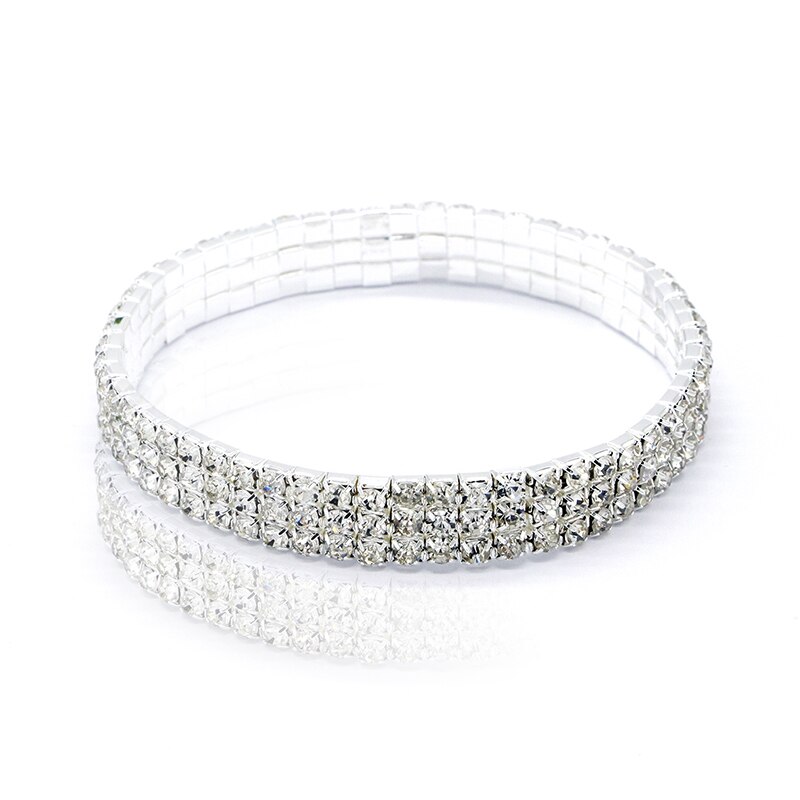 Pulsera tobillera con diamantes de imitación para mujer, 2, 3, 4 y 5 filas, cadena elástica, 1 unidad: 3