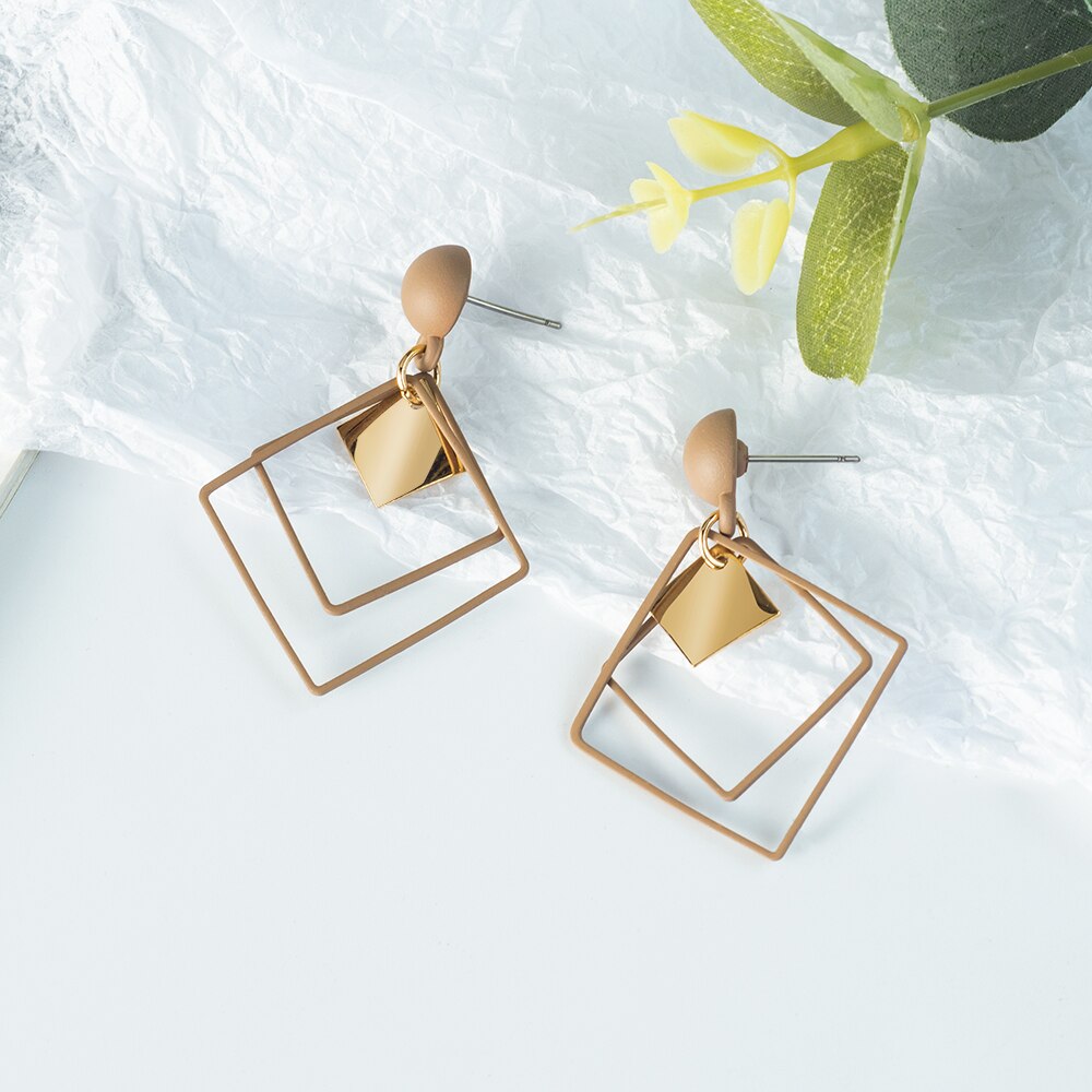 X & P Ronde Dangle Koreaanse Oorbellen Voor Vrouwen Geometrische Ronde Hart Gouden Oorbel Bruiloft Oorbellen sieraden: Brown 6
