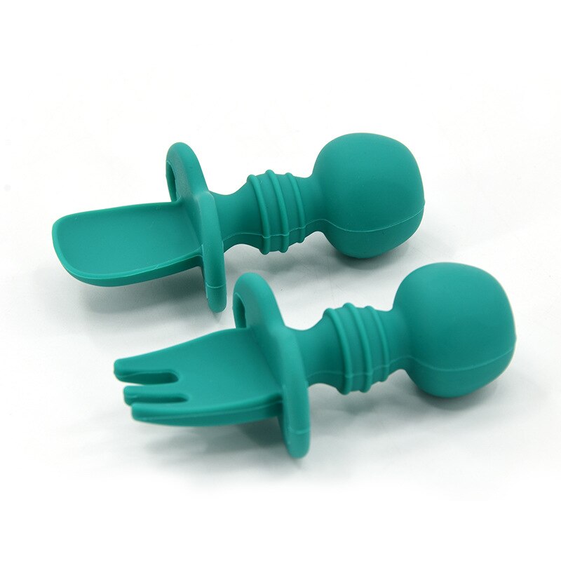 Baby silikon lecken gabel löffel Baby ausbildung Raubtier gabel löffel kurzen griff lernen zu molaren artefakt silikon weiche gabel löffel: Modell 1