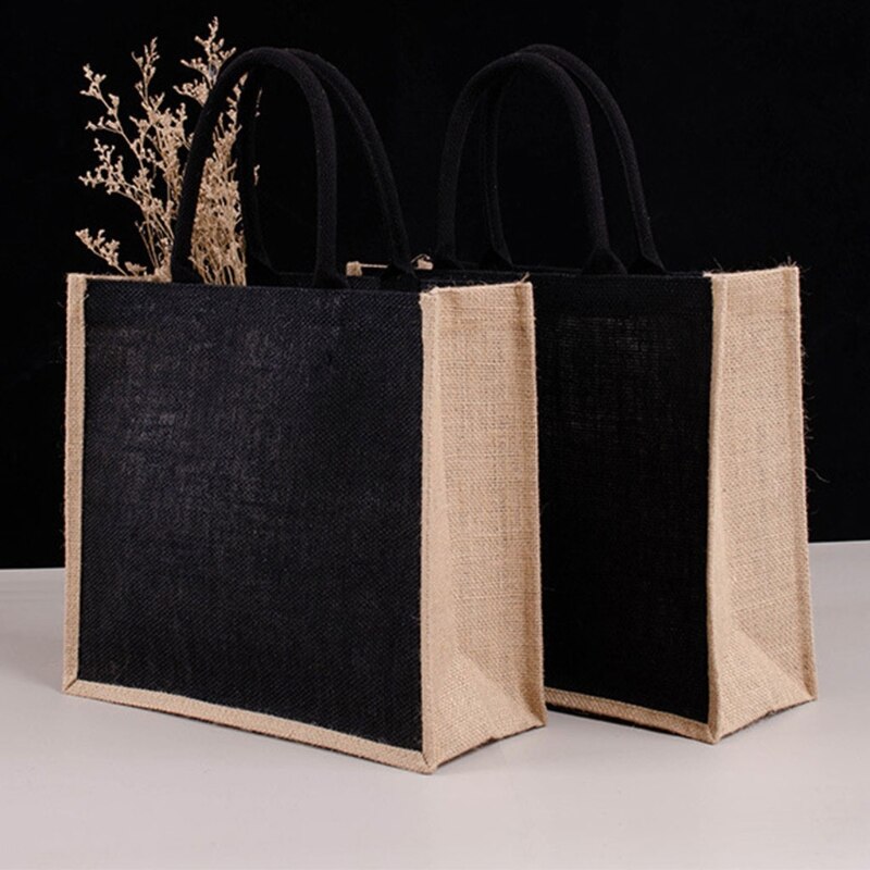 Burlap Bag with Laminated Interior and Soft Cotton Handle, Women Shopping Grocery Bags, Bridesmaid Bag