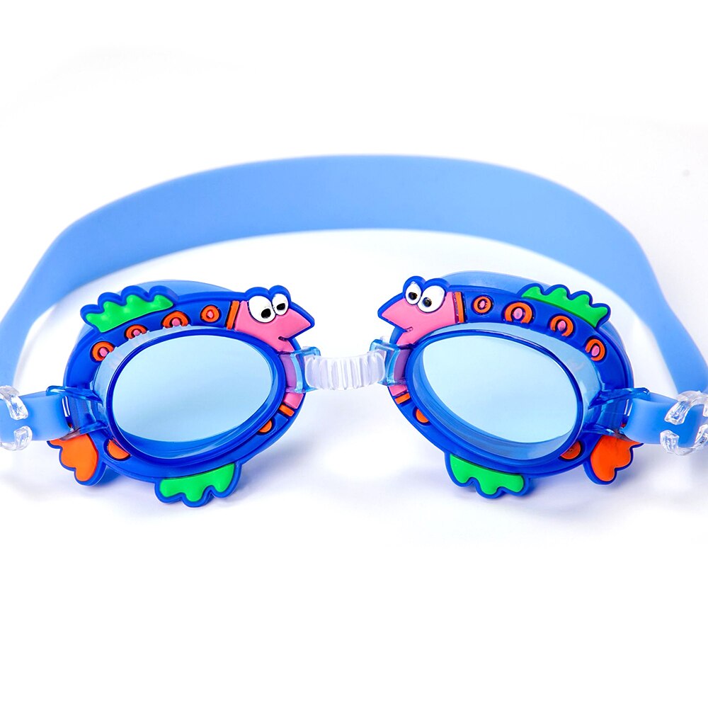 Svømmebriller tegneserie justerbar børn vandtæt anti-dug silikone svømmebriller briller udstyr: Blå