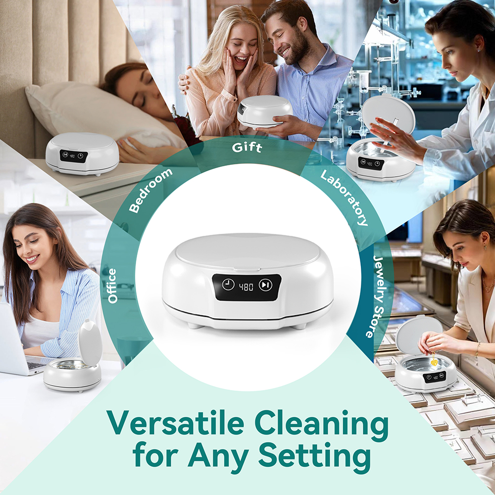 KUNPHY Ultrasone reiniger 700ML Verstelbare grote capaciteit Snelle krachtige sieradenbrace Bril Sieraden Sonische reiniging Huishouden