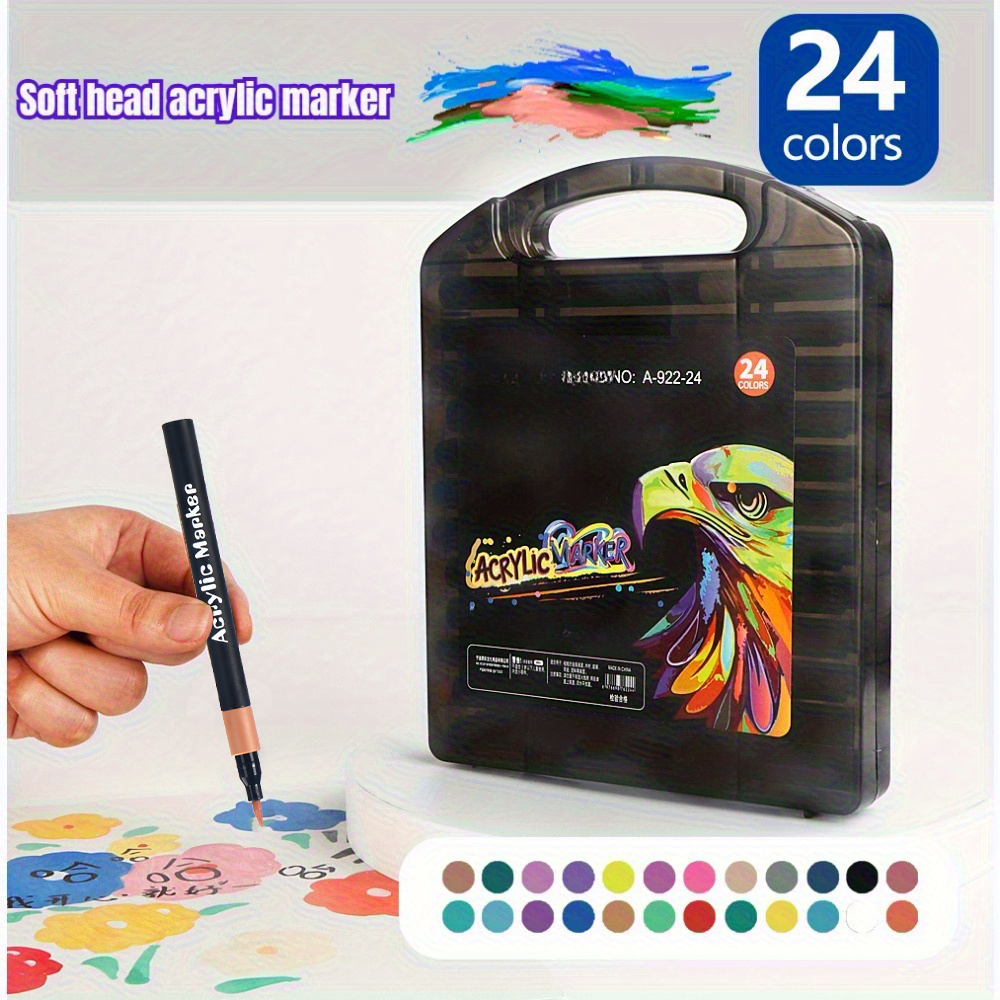 12/24/36/48 kleuren waterbestendige acrylmarkers voor het beschilderen van hout en steen, ideaal voor doe-het-zelf kunstprojecten voor studenten, schoolbenodigdheden: Geel