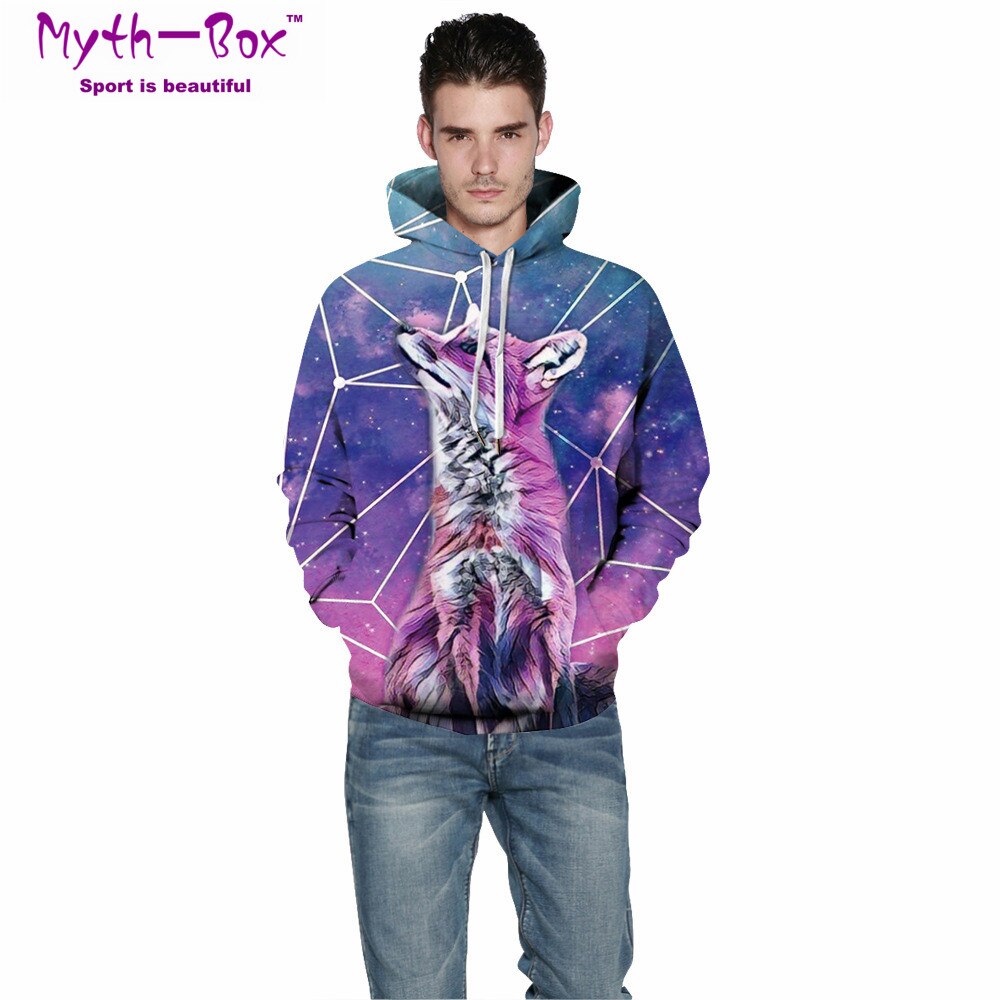 Hettegenser damer/menn genser høst vinter sport hettegenser kvinner wolf 3d print starry sportwear genser med hette streetwear genser