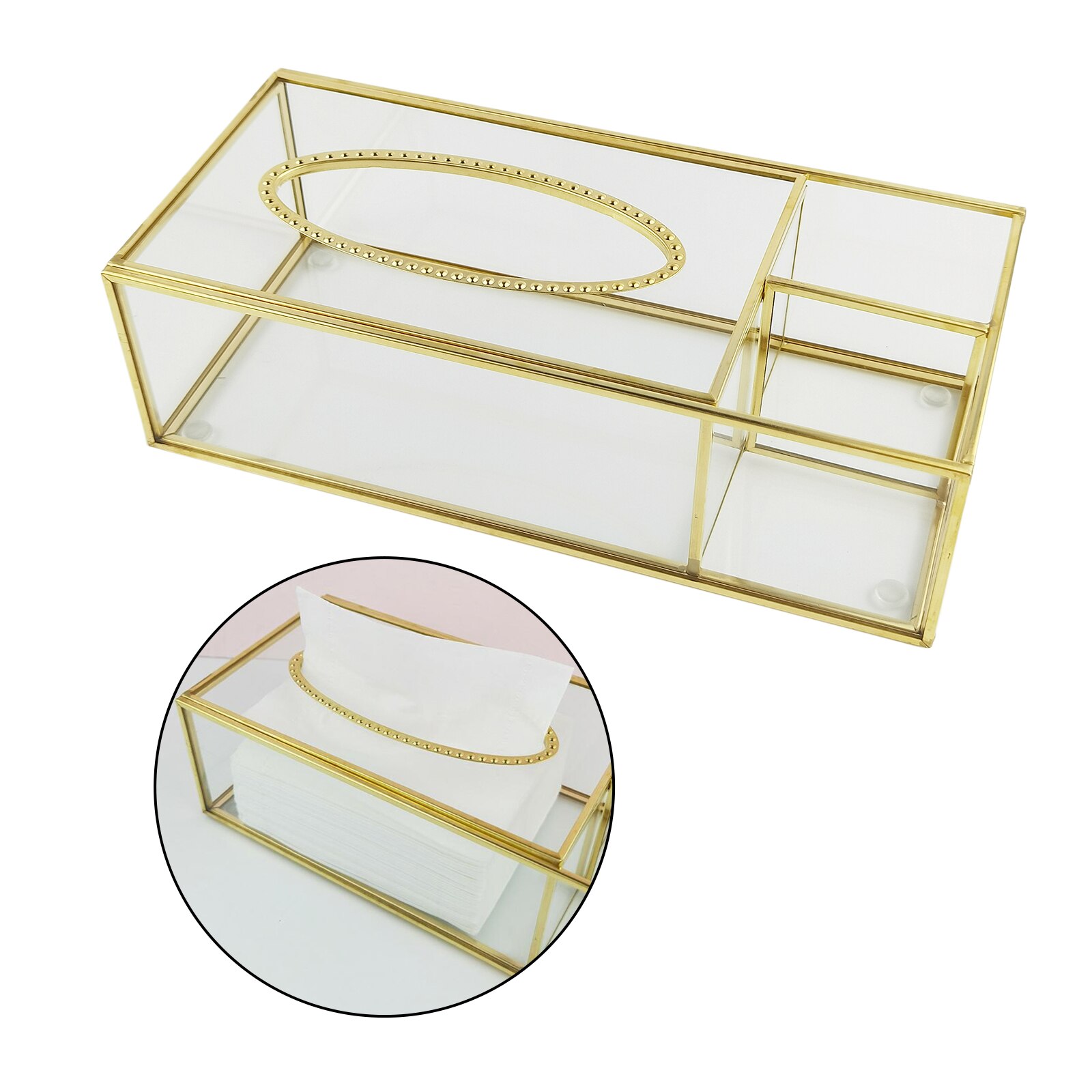 Rectangular Clear Glass Paper Tissue Box, Decorative Glass Napkin Storage Box, Facial Tissue Holder for Bedroom, Home Decor