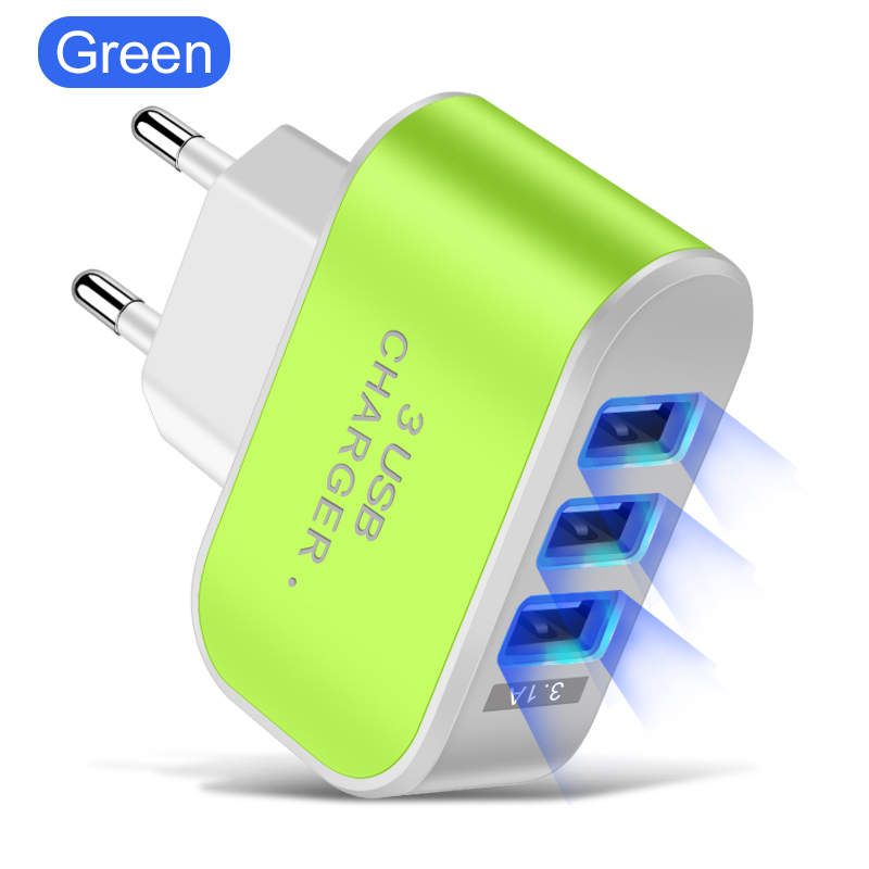 Tête de chargement multifonctionnelle à 3 Ports USB, 5V, 1a, chargeur de téléphone portable USB unique: US