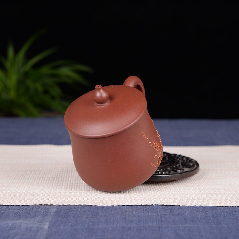 370Ml Yixing Paarse Klei Mok Met Deksel Kit Hand Geschilderd Pruimenbloesem Grote Capaciteit Ruwe Erts Zisha Cup Kantoor master Puer Thee Cup