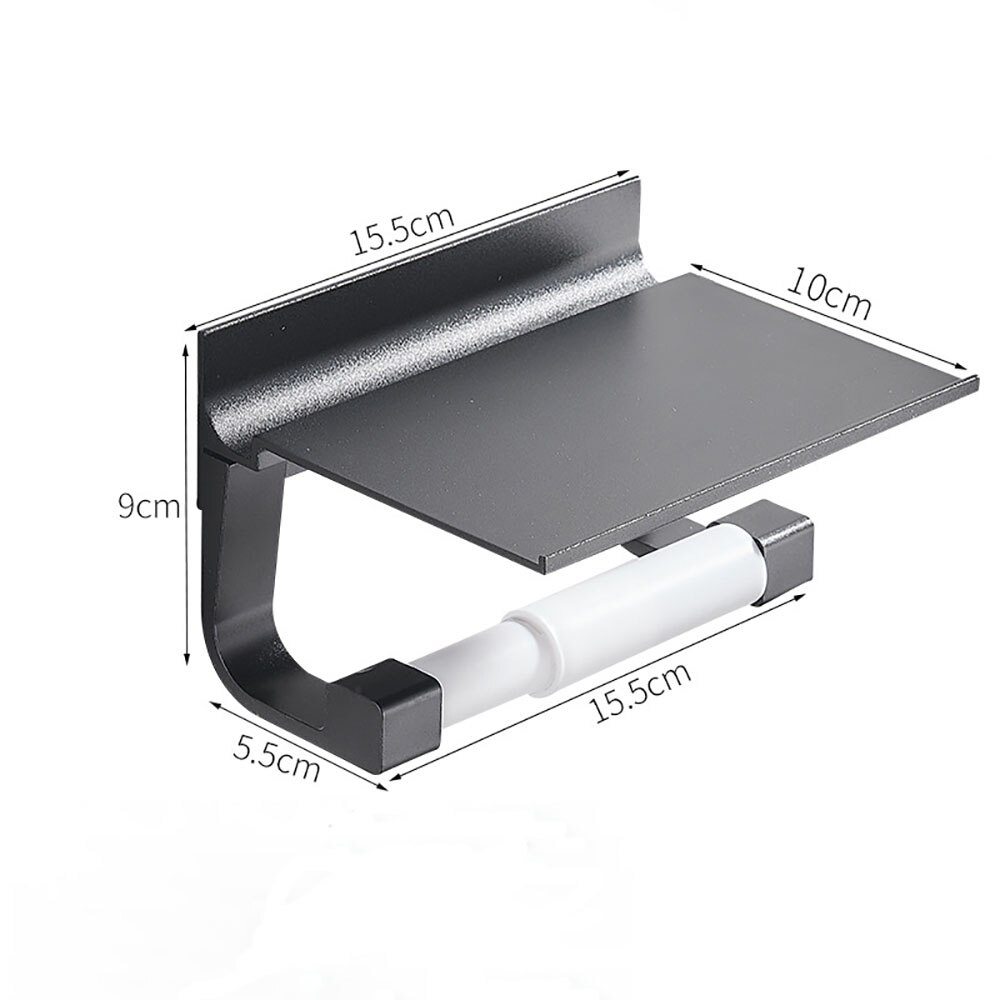 Bathroom Accessories Roll Paper Holder Silver Black 16/18cm Perforated Wall-mounted Tissue Holder 00PTH0801: Black 16cm