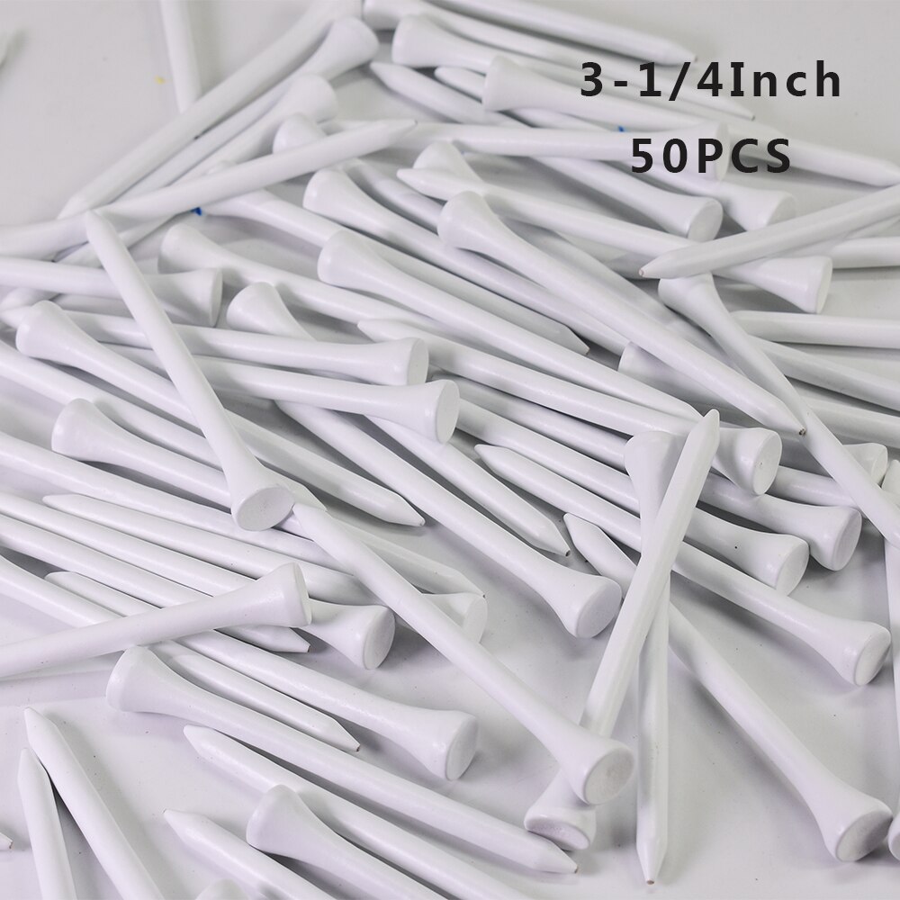 100Pcs Hard Wood Golf Tees for Golf Swing Practice Accessories Unbreakable Wooden Tee Golf Ball Training 42 54 70 83 mm White: 83 mm 50Pcs White
