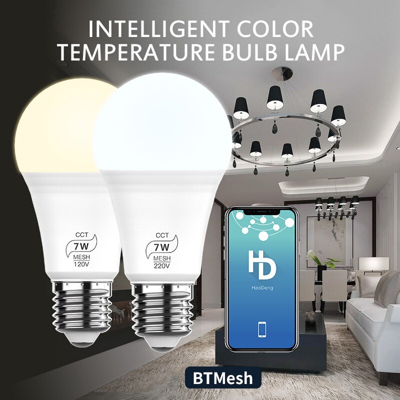 Bluetooth 7W RGBW Led Bulb BT Mesh Net Group Smart Led Light Color Change Dimmable By IOS / Android APP And Bridge Wifi Switch