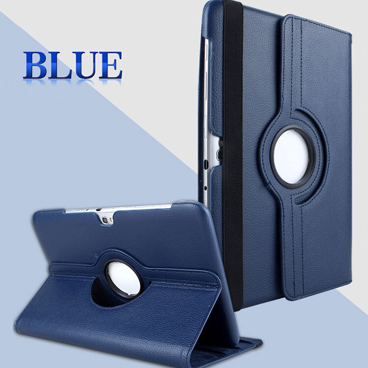 360 draaibare beugels, flipstandaard, leren hoes voor samsung galaxy note 10.1 gt-n8000 n8000 n8010 n8020 tablethoes + pen: Donkerblauw