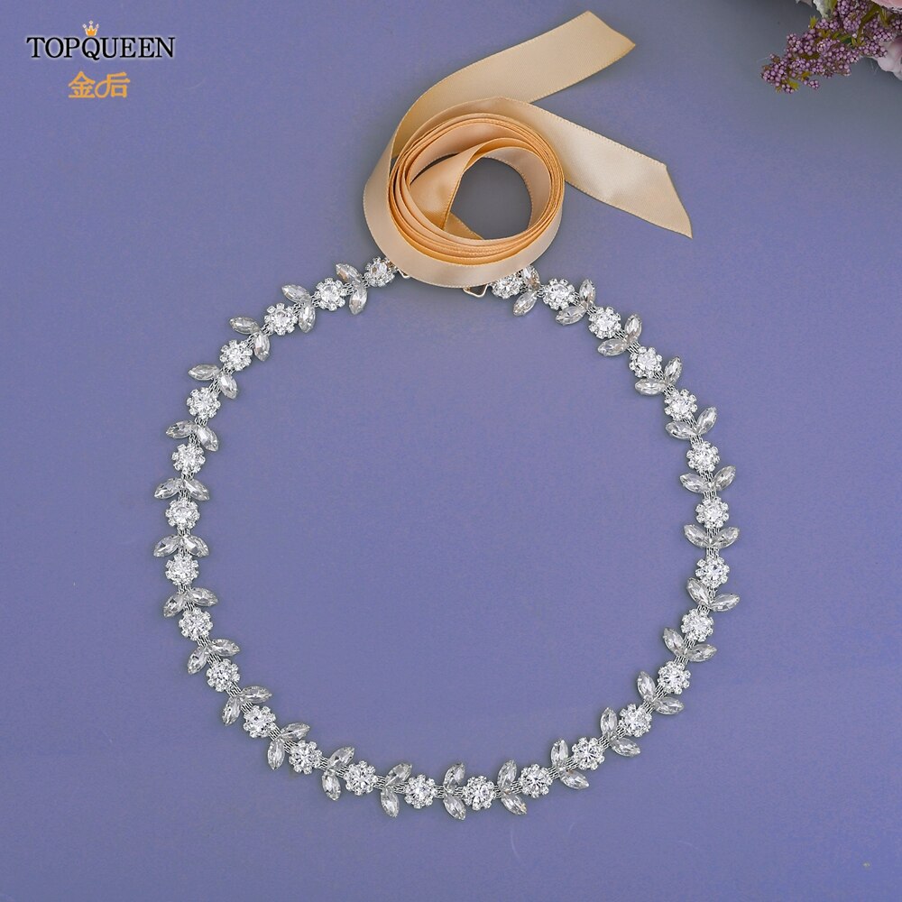 TOPQUEEN Luxus Strass Gürtel Hochzeit Gürtel Diamant Braut Gürtel Schärpe Hochzeit Zubehör Abend Party Band Gürtel Schärpe S440: Champagner