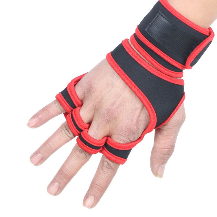 Gym Workout Gloves, Half Finger Weight Lifting Gloves with Wrist Support and Palm Protect Suit for Dumbbell Fitness Training: Red TypeB / L