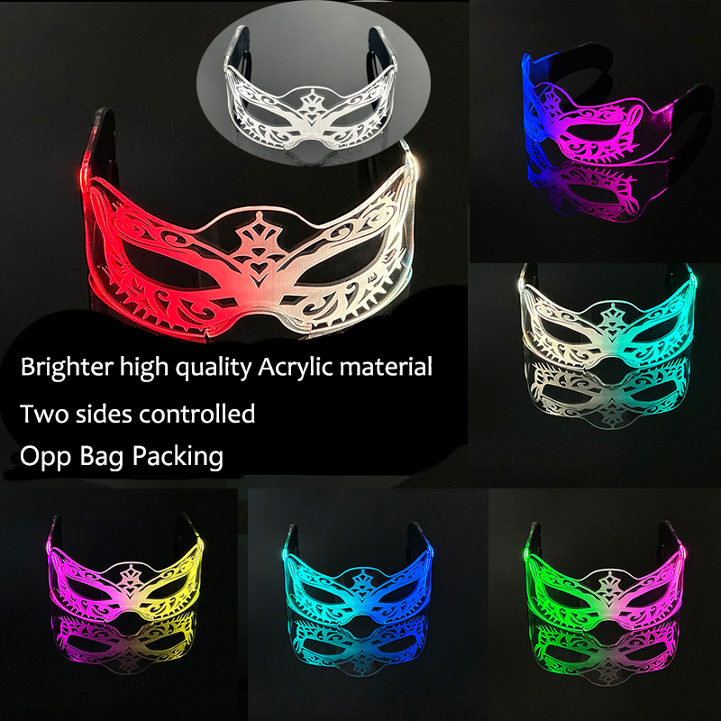 Gafas luminosas LED para de cumpleaños, lentes de neón con luz brillante de colores, accesorios intermitentes para Mascarada y concierto, Rave: Verde oliva