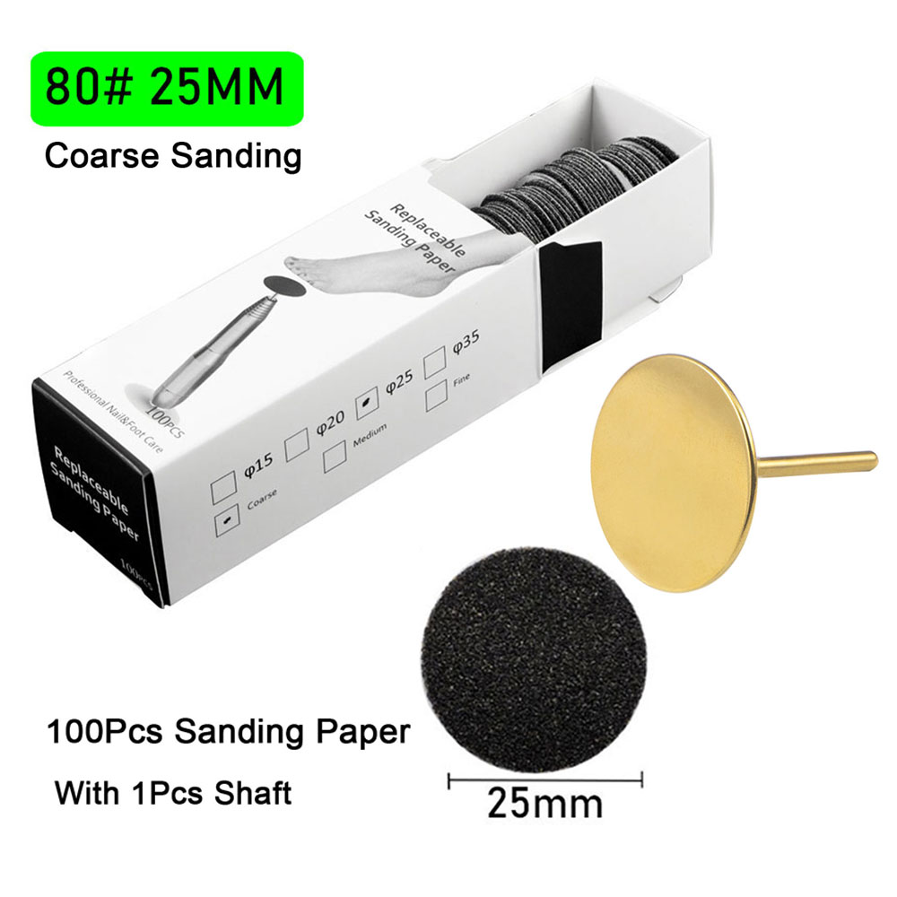 Papel de lija con boquilla de Metal para limas de pies, herramienta para quitar callos de piel muerta, herramienta de pedicura para cutículas, juego de papel de lija, 100 Uds.: Verde militar