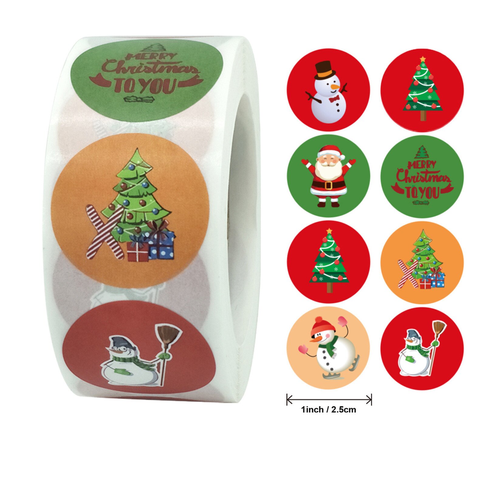 1 Roll 500 Posts Round Designs Merry Christmas Pac... – Grandado