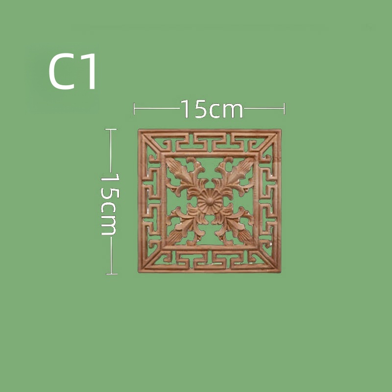 Accessori per mobili intagliati in legno in stile europeo - Sculture cave quadrate in legno massello per porte dell'armadio, cucina e decorazioni per la casa: plum